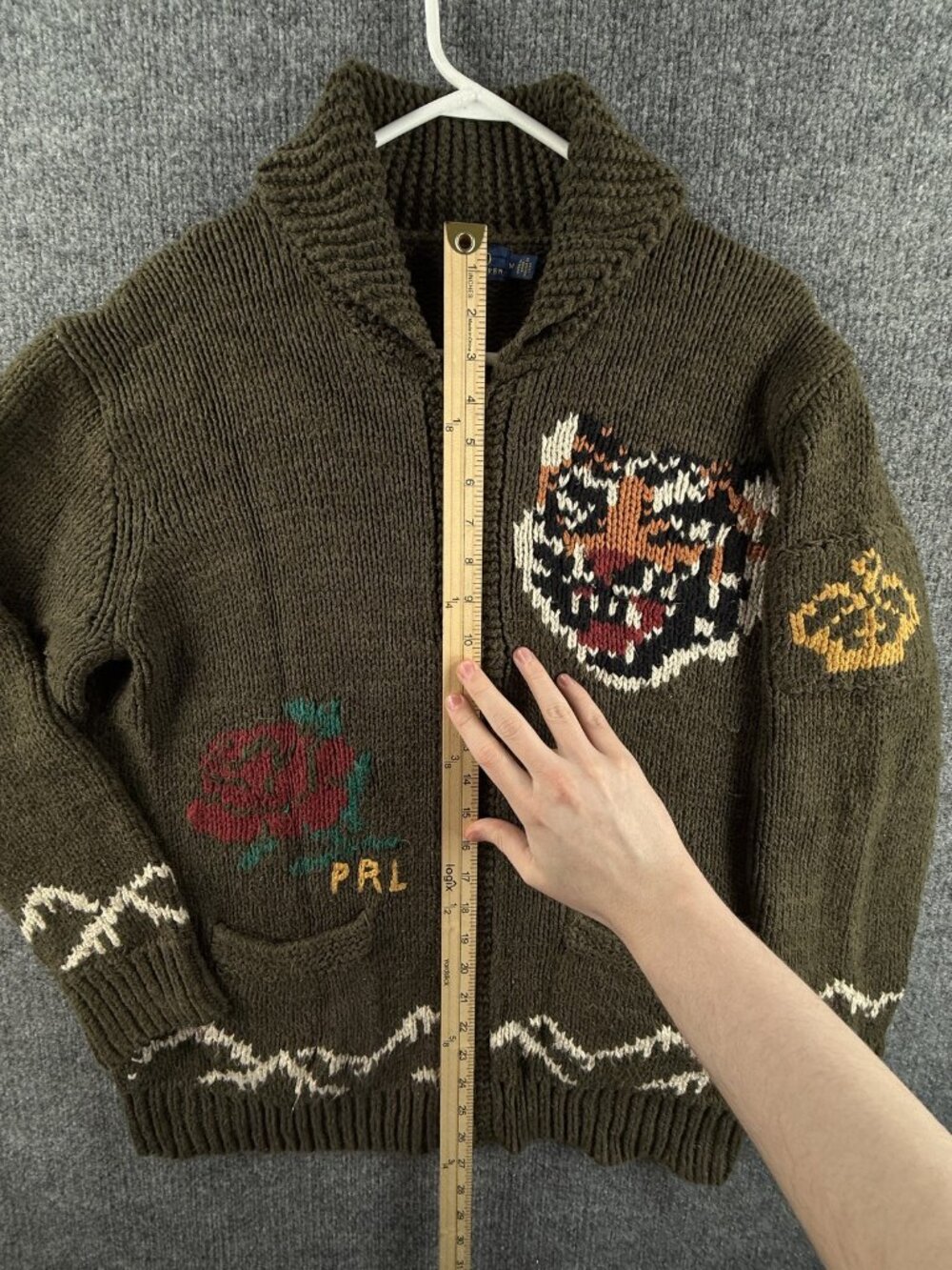 Polo Ralph Lauren Cowichan Tiger Heavyweight Chunky Knit Zip Cotton Linen Silk - Picture 7 of 16